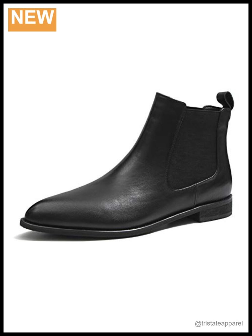 Women's Pointed Toe Leather Chelsea Boots Low Heel Ankle Booties